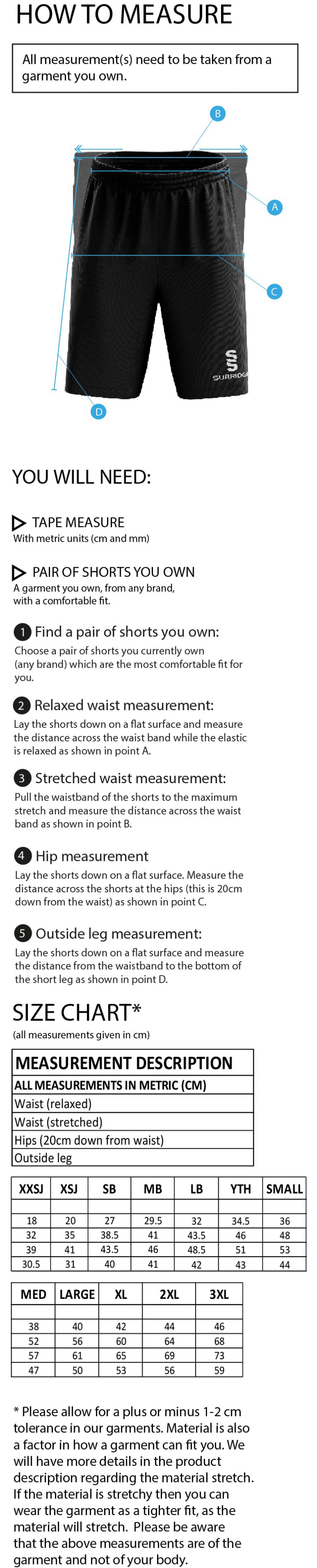 Bristol Hockey Talent Academy - Fuse Short - Unisex Fit - Size Guide