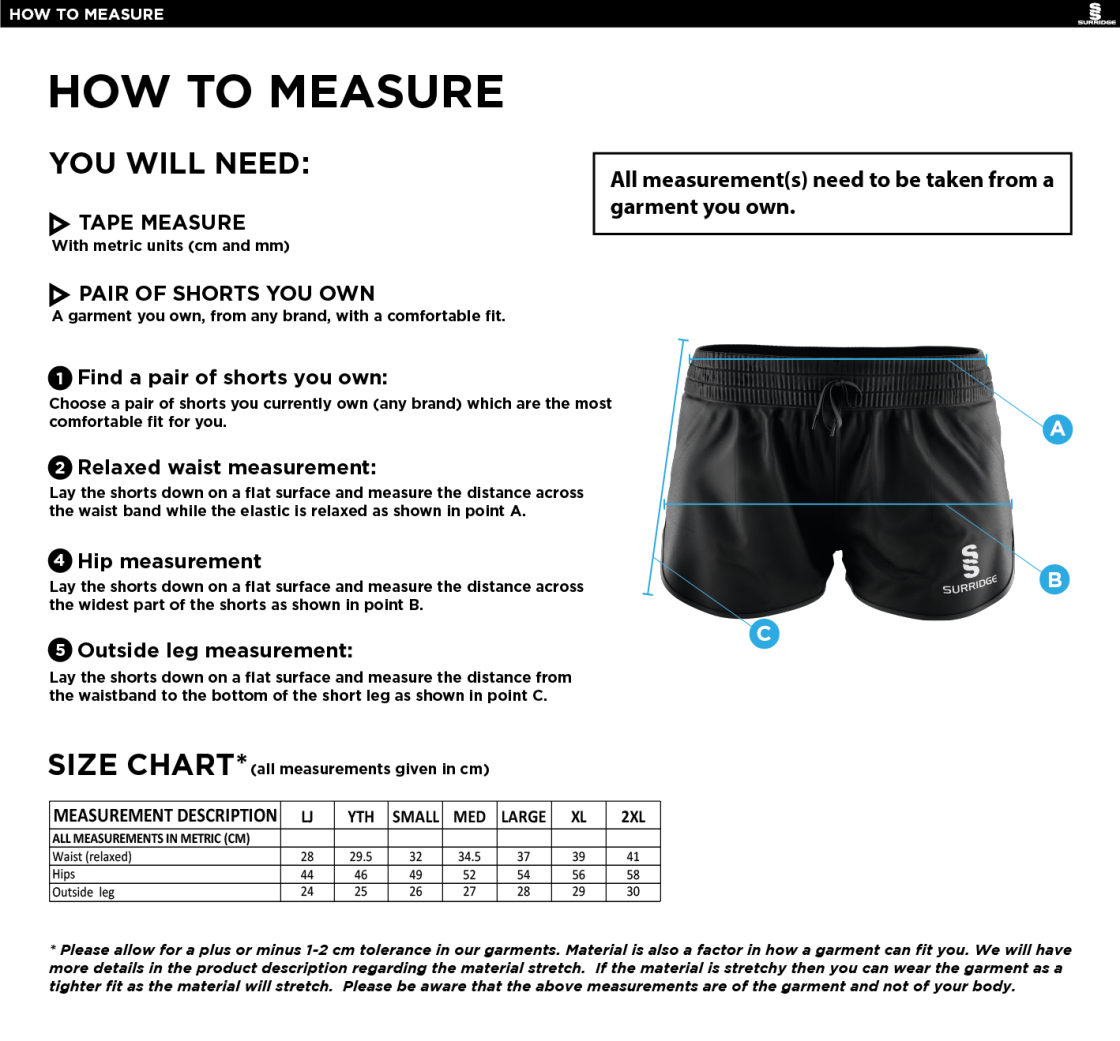 Bristol Hockey Talent Academy - Dual Active Short - Women's Fit - Size Guide